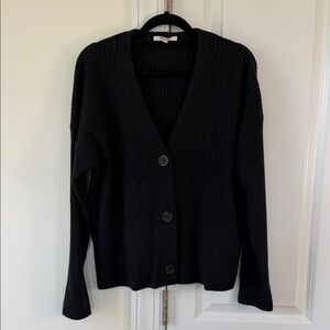 Madewell Black Ribbed V-Neck Button Cardigan